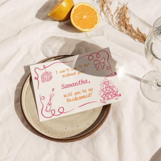 手書きシャンパンタワーブライド・メイド提案 招待状