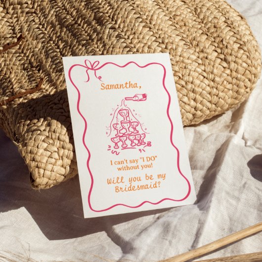 手書きシャンパンタワーブライド・メイド提案 招待状