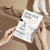 手書きシャンパンタワー日付を保存 招待状