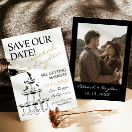 手書きシャンパンタワー日付を保存 招待状