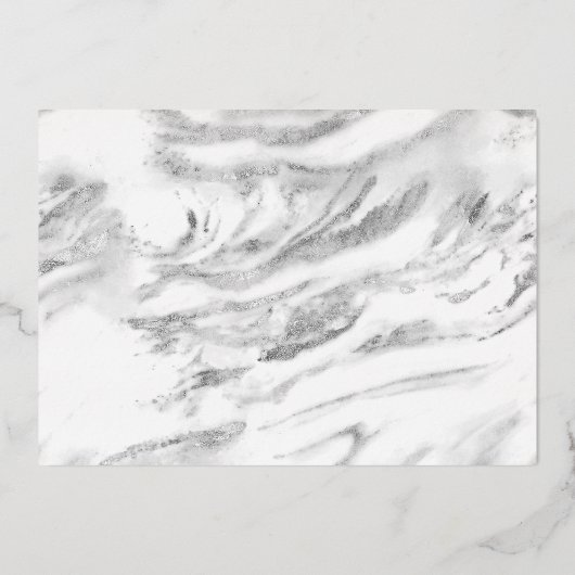 手書きシルバーフォイル大理石日付を保存 箔招待状 (裏面)