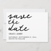 手書きシンプルタイポグラフィ結婚ズ セーブザデート (正面)