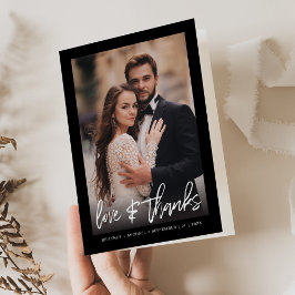 手書きシンプルブラックフォトサンキューカード サンキューカード