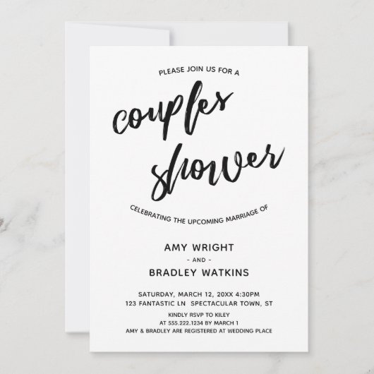 ,手書きシンプル入力カモダンップルシャワー 招待状 (正面)