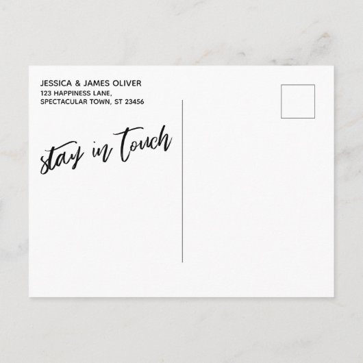 手書きシンプル引っ越しましたタイポグラフィセージ ポストカード (裏面)