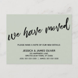 手書きシンプル引っ越しましたタイポグラフィセージ ポストカード