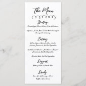 手書きシンプル白黒お洒落結婚の メニュー (正面)