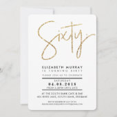 手書きシンプル金ゴールドグリッター60日 招待状 (正面)