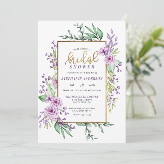 手書きスエレガントクリプトフローラブライダルシャワー 招待状 (スタンド正面)