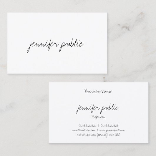 手書きスエレガントクリモダンプトミニマリストテンプレート 名刺 (正面/裏面)