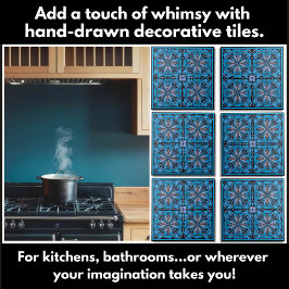 手書きスカンジフラワーパターン タイル