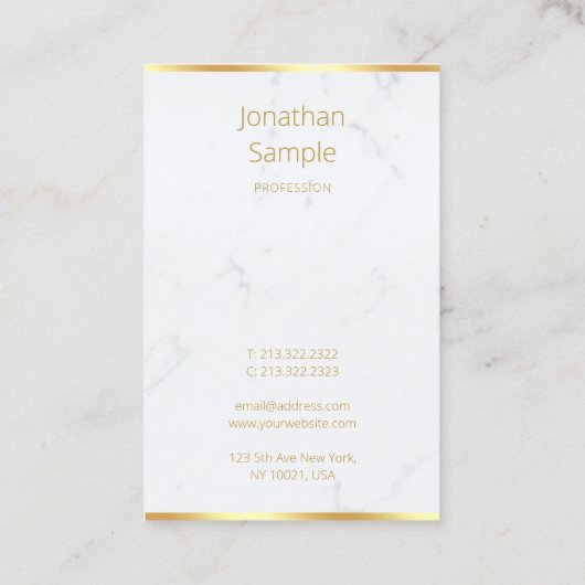 手書きスクリプエレガントトの上品な大理石金ゴールド 名刺 (裏面)