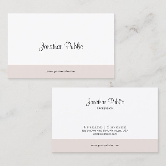 手書きスクリプエレガントトシンプルテンプレートモダン 名刺 (正面/裏面)