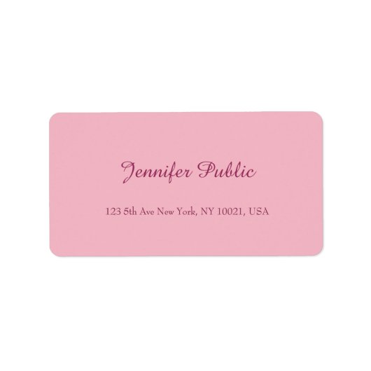 手書きスクリプエレガントトピンクテンプレートモダン ラベル (正面)