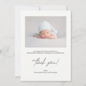 手書きスクリプトありがとうベビー写真誕生 案内状 (裏面)