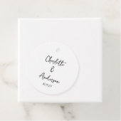 手書きスクリプトお洒落ホワイトカスタムウェディング フェイバータグ (インサイチュ)