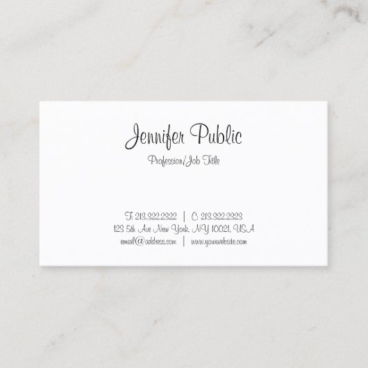 手書きスクリプトのミニマリストファッショナブルモダン 名刺 (正面)