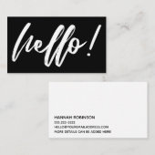 手書きスクリプトのミニマルな白黒デザインのHello 名刺 (正面/裏面)