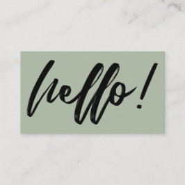 手書きスクリプトのミニマルなHello(セージグリーンに黒字) 名刺