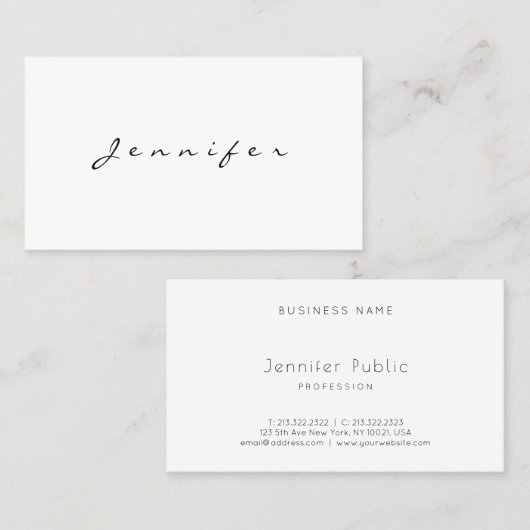 手書きスクリプトのミニマルエレガントテンプレート 名刺 (正面/裏面)