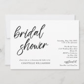 手書きスクリプトのミニマルモダンブライダルシャワー 招待状 (正面)