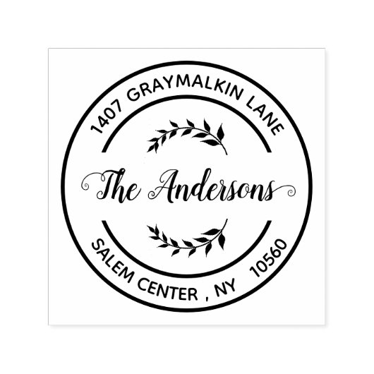 手書きスクリプトの丸カスタム差出人住所 セルフインキングスタンプ (デザイン)