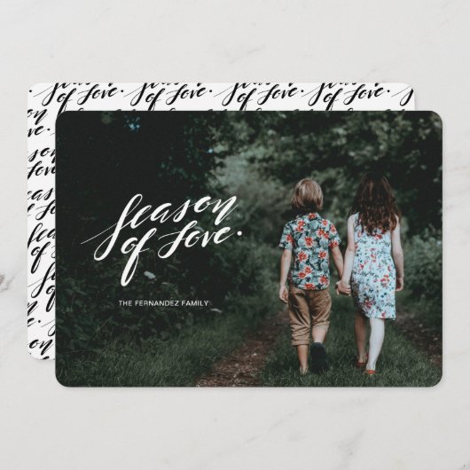手書きスクリプトの愛の季節フォトカード シーズンカード (正面/裏面)
