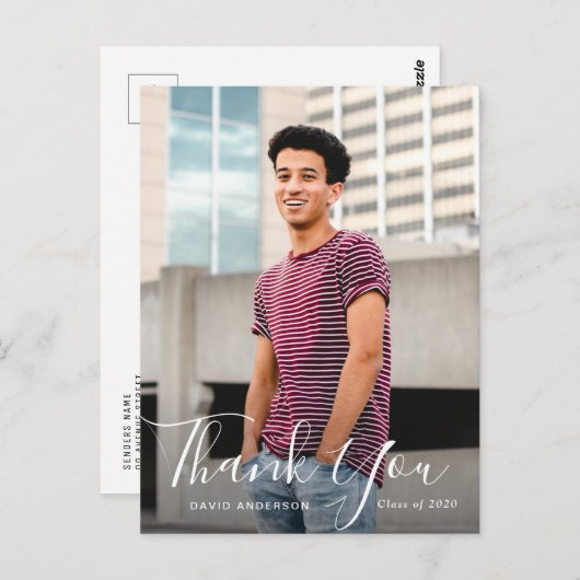 手書きスクリプトの感謝してい卒業あなた ポストカード (正面/裏面)