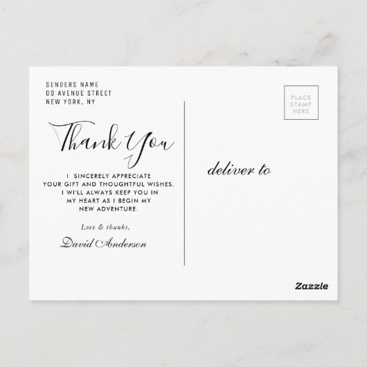 手書きスクリプトの感謝してい卒業あなた ポストカード (裏面)