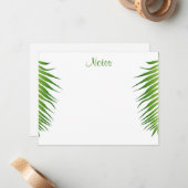 手書きスクリプトの手のひら葉のテンプレートフローラ ノートカード (正面/裏面インサイチュ)