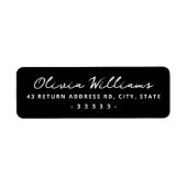 手書きスクリプトの黒い差出人住所ラベル ラベル (正面)