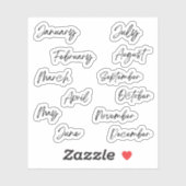 手書きスクリプトの黒い月 シール (シート)