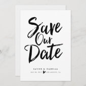 手書きスクリプトのSave The Dateのお知らせ セーブザデート (正面/裏面)