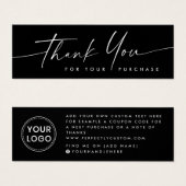 手書きスクリプトを挿入する感謝していと、黒にロゴを追加 (正面&裏面)