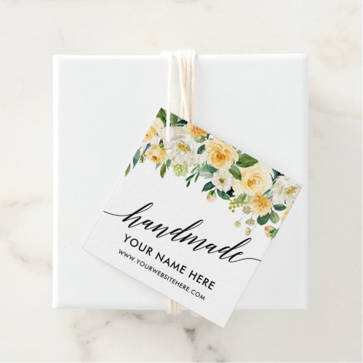手書きスクリプトイエローフローラ手作り フェイバータグ (インサイチュ)