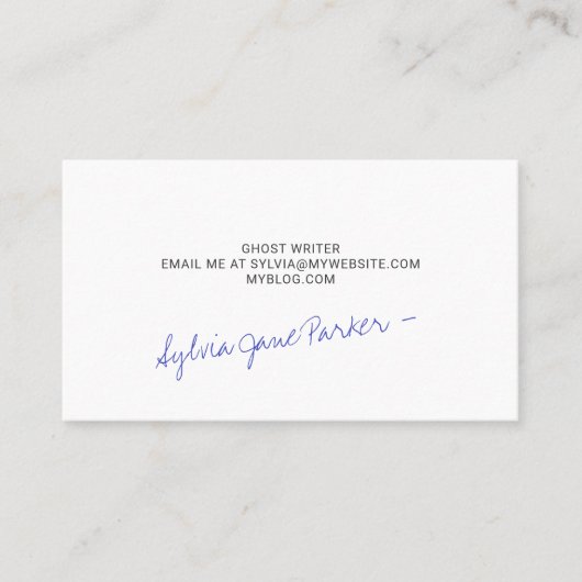 手書きスクリプトインクブルー署名シンプル 名刺 (正面)