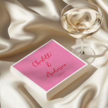 手書きスクリプトウィムシーピンク赤カスタムウェディング