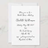手書きスクリプトウィムシー予測できなブライダルシャワー 招待状 (正面)