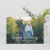 手書きスクリプトウッドハッピーホリデーズフォト シーズンカード (スタンド正面)