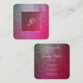 手書きスクリプトエリモダンートグリッターテンプレート スクエア名刺 (正面/裏面)