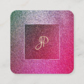 手書きスクリプトエリモダンートグリッターテンプレート スクエア名刺 (正面)