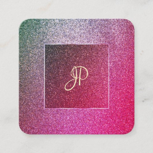 手書きスクリプトエリモダンートグリッターテンプレート スクエア名刺 (正面)