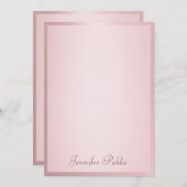 手書きスクリプトエレガントバラ金ゴールドテンプレート ノートカード (正面/裏面)