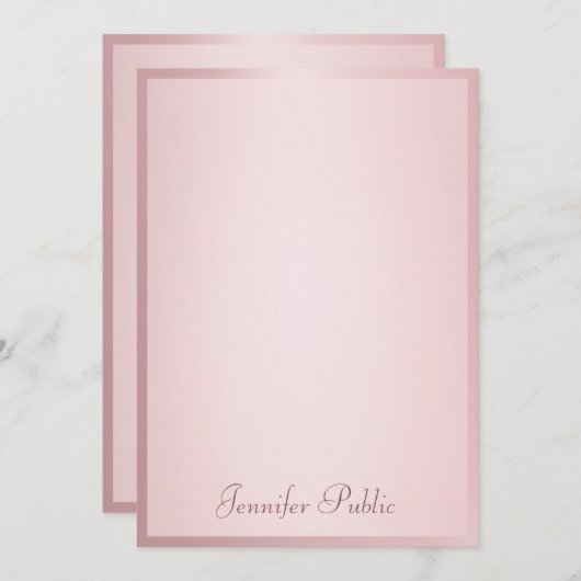 手書きスクリプトエレガントバラ金ゴールドテンプレート ノートカード (正面/裏面)