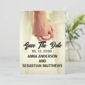 手書きスクリプトオーバーレイデザイン写真 セーブザデート (スタンド正面)