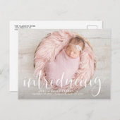 手書きスクリプトオーバーレイフォト誕生 案内ポストカード (正面/裏面)