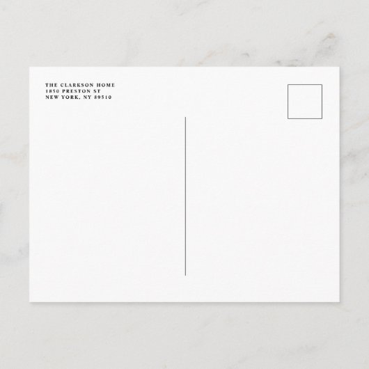 手書きスクリプトオーバーレイフォト誕生 案内ポストカード (裏面)