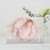 手書きスクリプトオーバーレイフォト誕生 案内状 (スタンド正面)