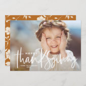 手書きスクリプトオーバーレイHappy Thanksgiving シーズンカード (正面/裏面)