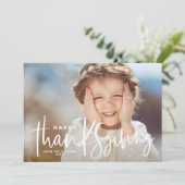 手書きスクリプトオーバーレイHappy Thanksgiving シーズンカード (スタンド正面)